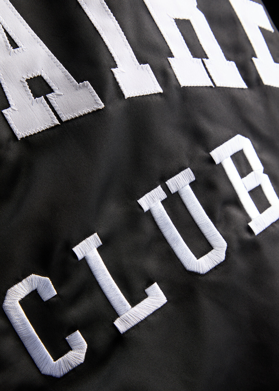 Billionaire Boys Club College Satin Varsity Jacket Black