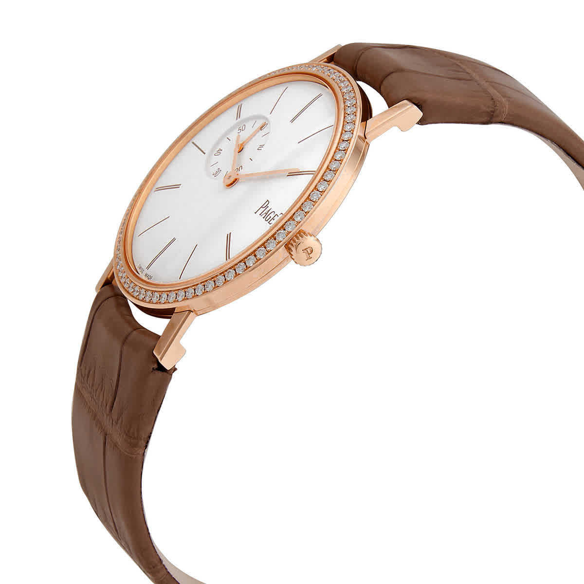 Piaget Altiplano White Dial 18K Rose Gold Diamond Ladies Watch GOA39107