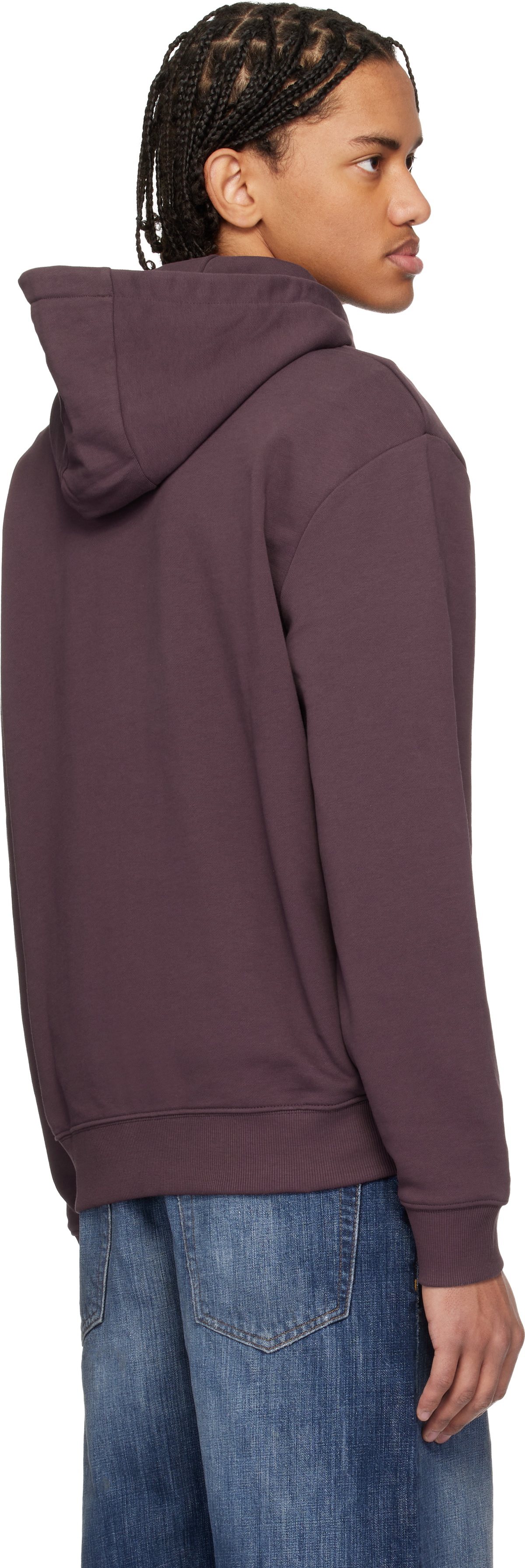 Hugo Burgundy Cotton Terry Hoodie