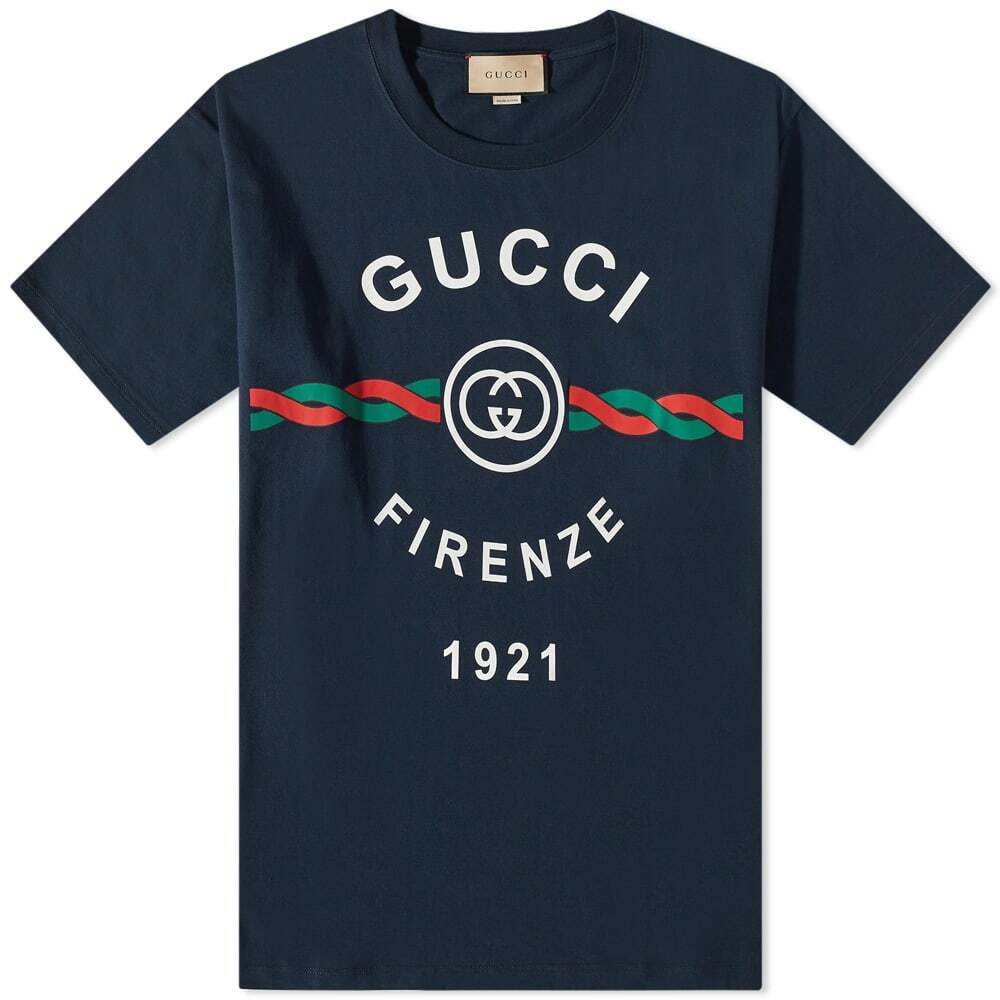 Gucci Men's Firenze Print T-Shirt in Navy Gucci