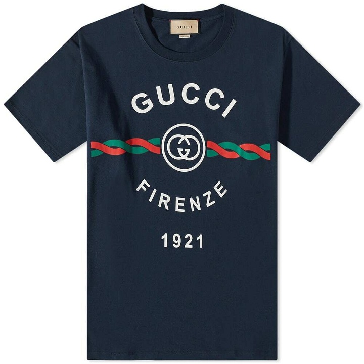 Photo: Gucci Men's Firenze Print T-Shirt in Navy