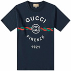 Gucci Men's Firenze Print T-Shirt in Navy