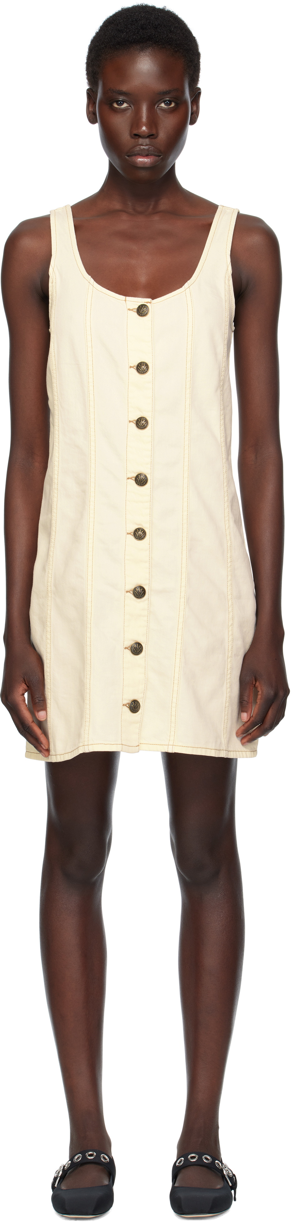 rag & bone Beige Laney Denim Minidress