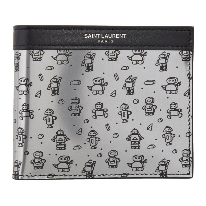 Photo: Saint Laurent Black and Silver Robot Wallet