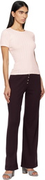 LESET Pink Pointelle Slim Fit T-shirt