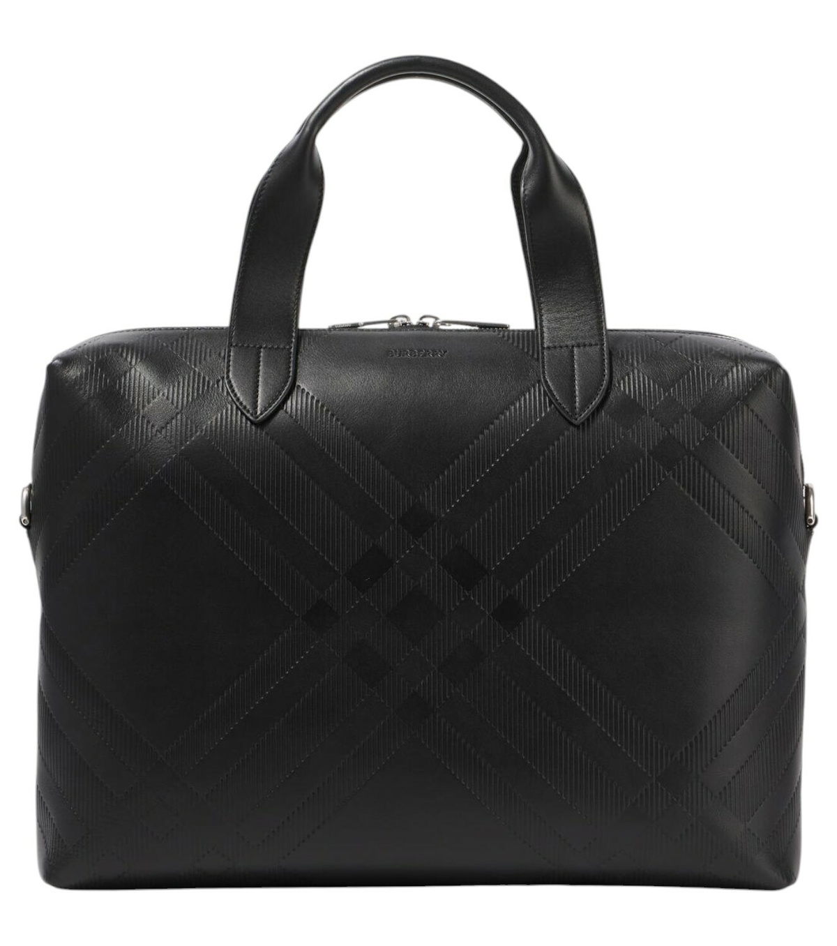 Burberry - Leather-Trimmed Checked Coated-Canvas Briefcase Burberry