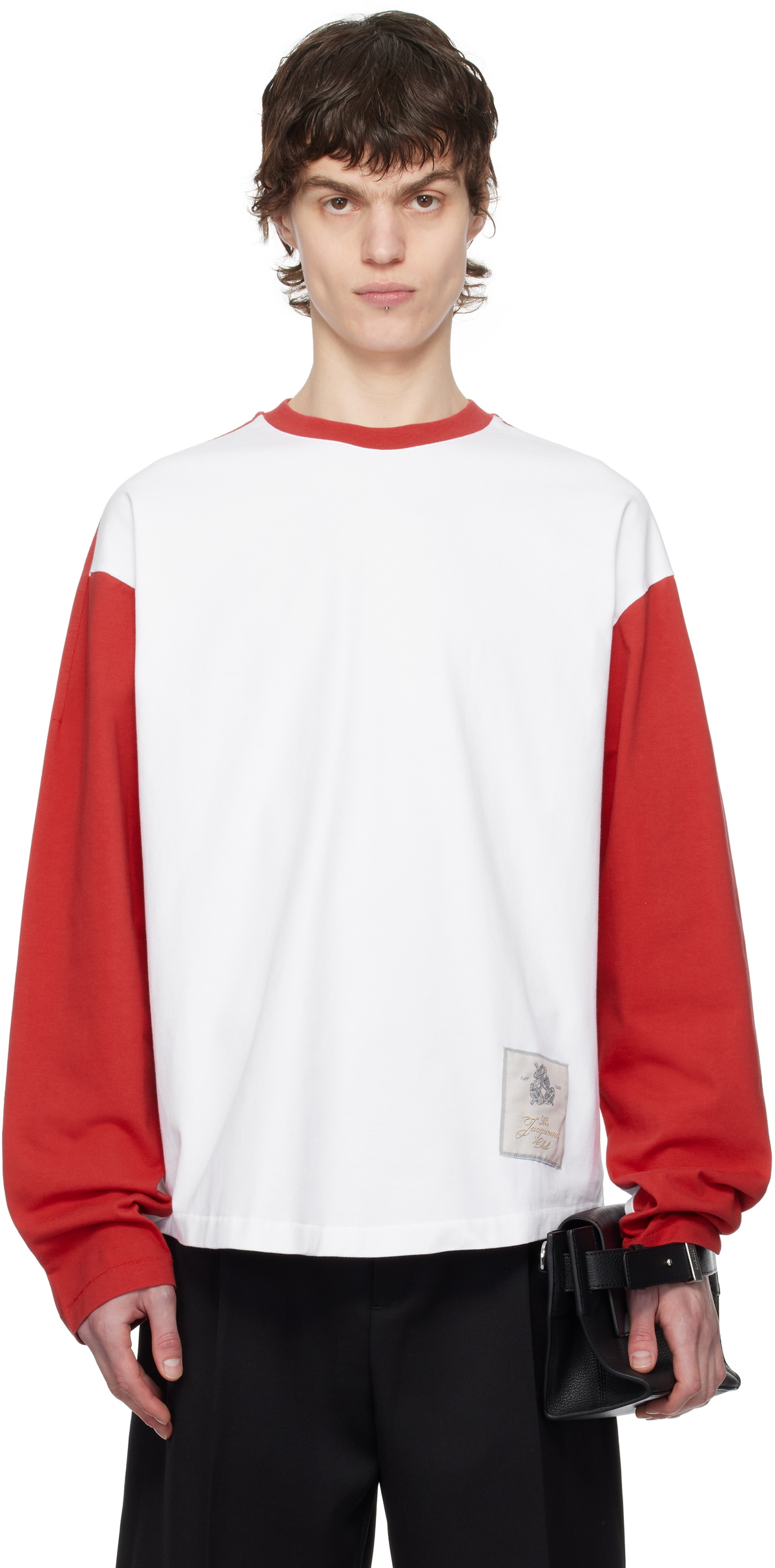 JACQUEMUS Red & White La Croisière 'The Baseball long-sleeve' T