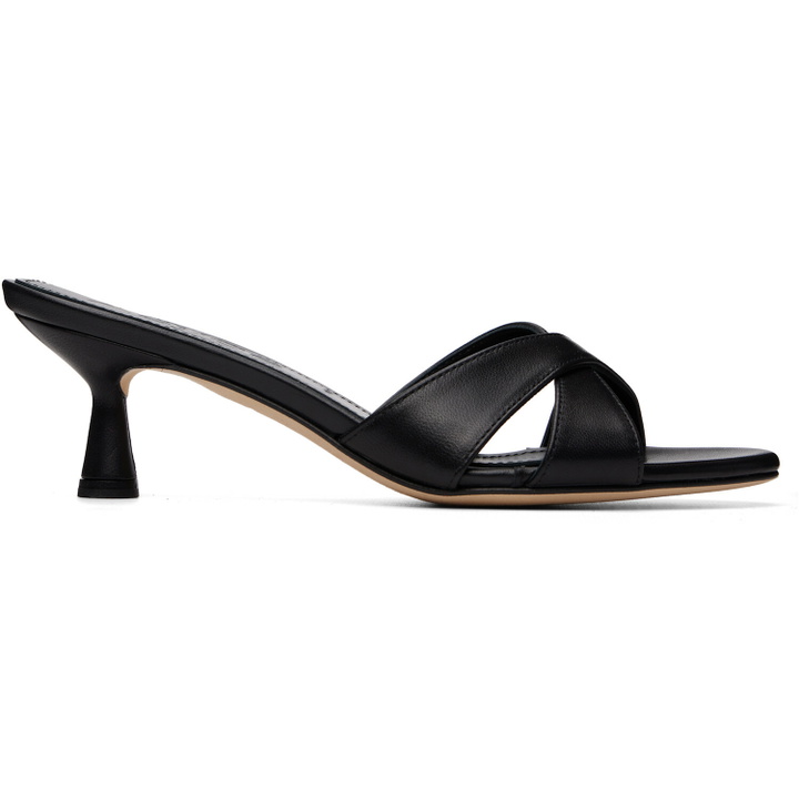 Photo: Aeyde Black Vero Leather Mule Heeled Sandals