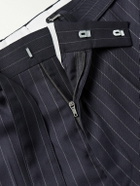 Officine Générale - Nash Wide-Leg Belted Pinstriped Virgin Wool-Twill Suit Trousers - Blue