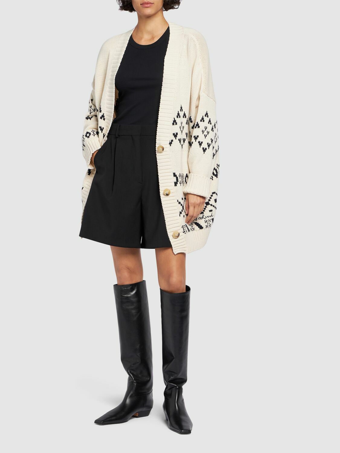 WEEKEND MAX MARA Acacia Embroidered Cotton Blend Cardigan WEEKEND MAX MARA Acacia Embroidered Cotton Blend Cardigan