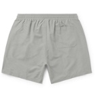 Brunello Cucinelli - Mid-Length Logo-Print Swim Shorts - Gray