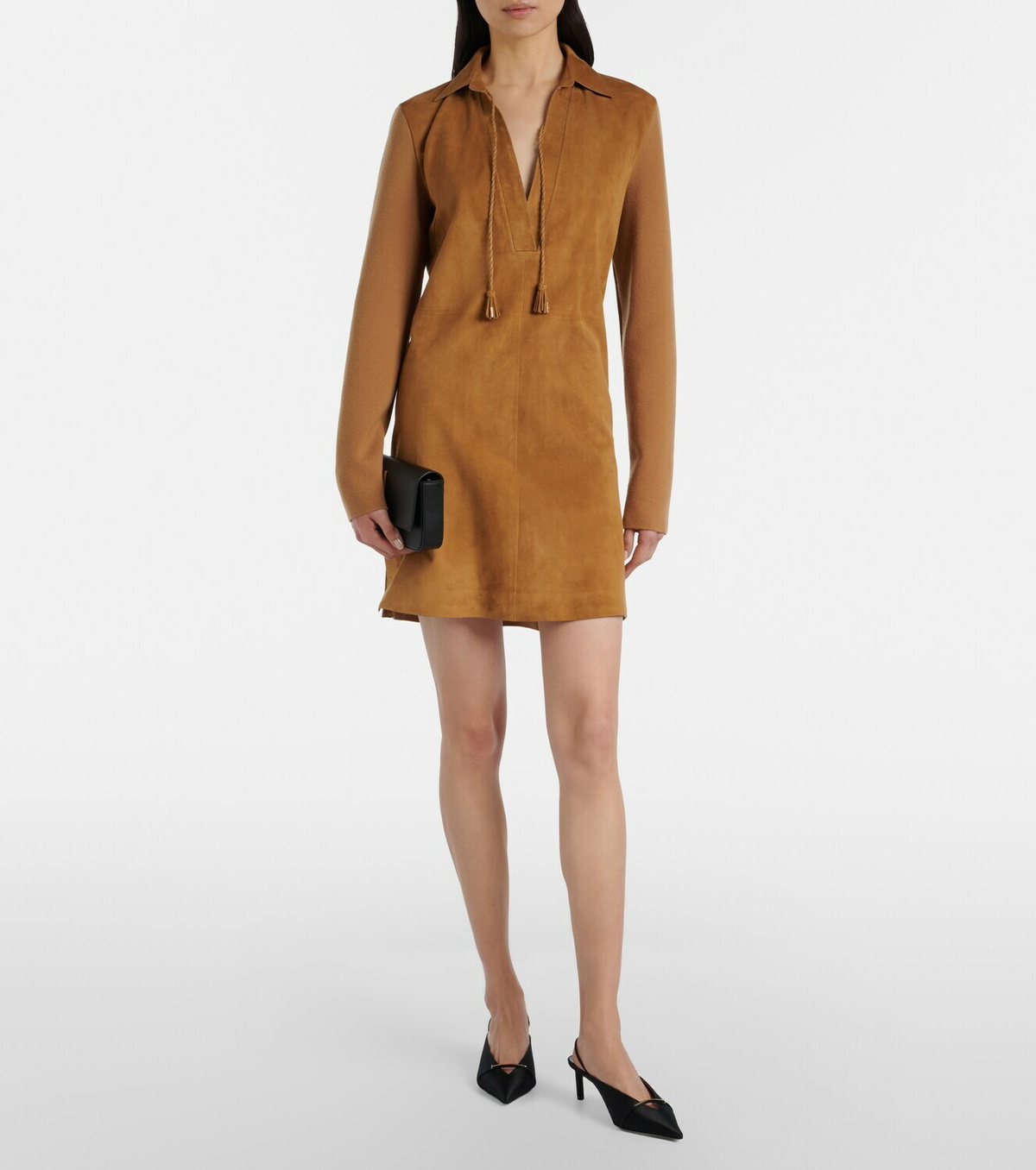 Tom Ford Wool-blend and suede minidress