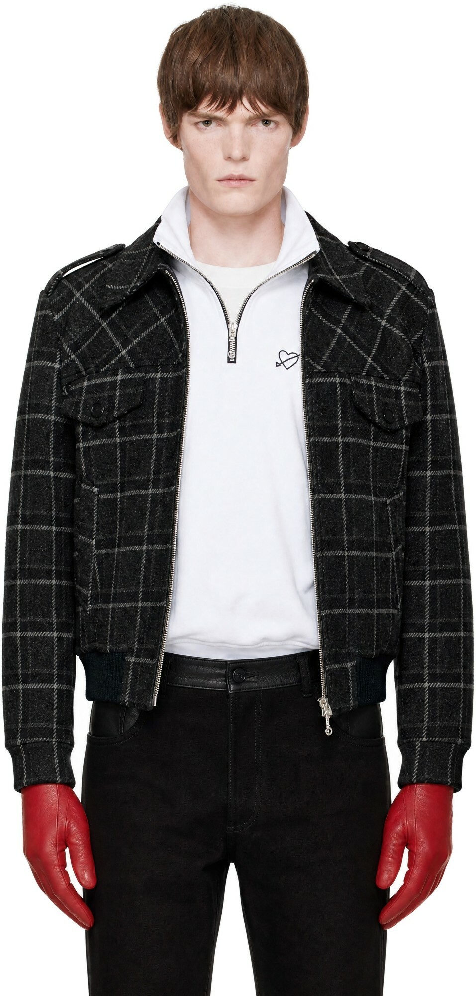 Ernest W. Baker Gray Check Bomber Jacket