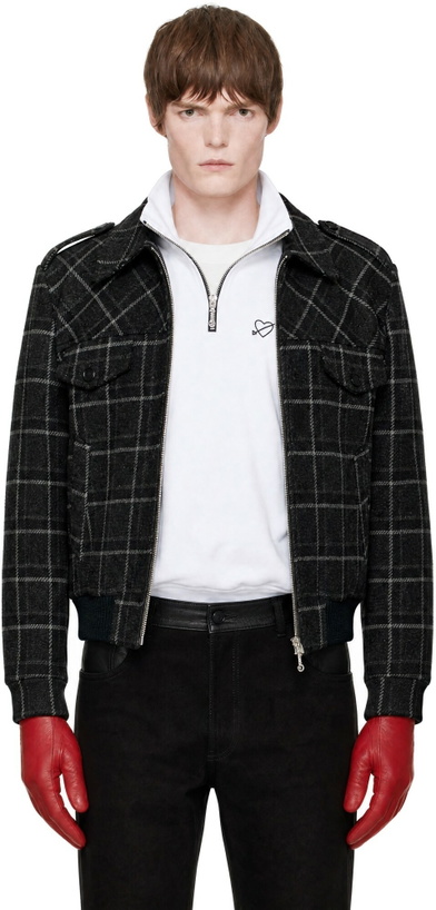Photo: Ernest W. Baker Gray Check Bomber Jacket