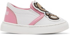 Moschino Baby White & Pink Teddy Slip-On Sneakers