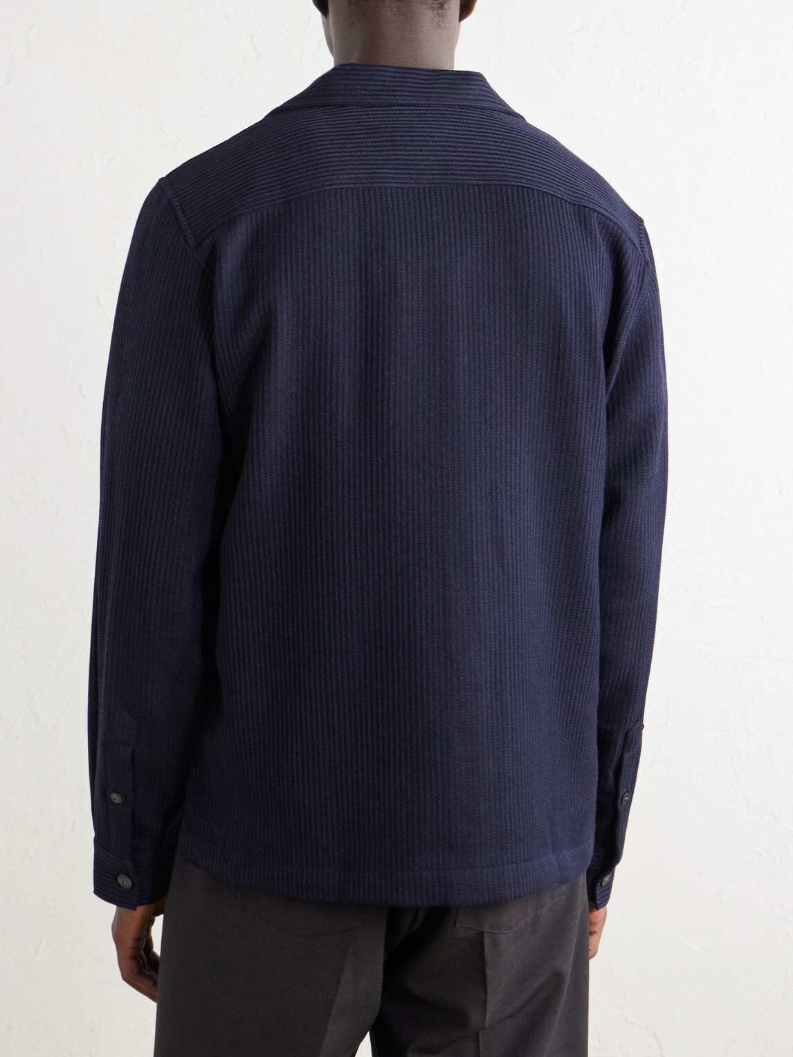 Frescobol Carioca - Safra Camp Collar Wool Shirt - Blue