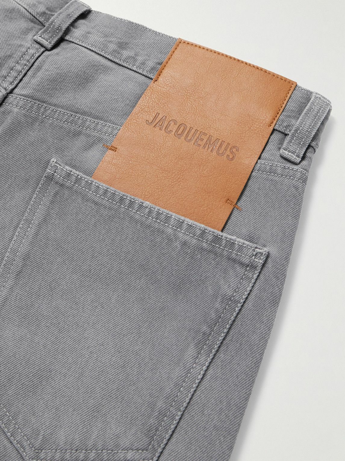 Jacquemus - Straight-Leg Leather-Trimmed Jeans - Gray
