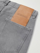Jacquemus - Straight-Leg Leather-Trimmed Jeans - Gray