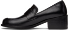 AMOMENTO Black Round Penny Loafers