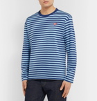 Human Made - Logo-Appliquéd Striped Cotton-Jersey T-Shirt - Light blue