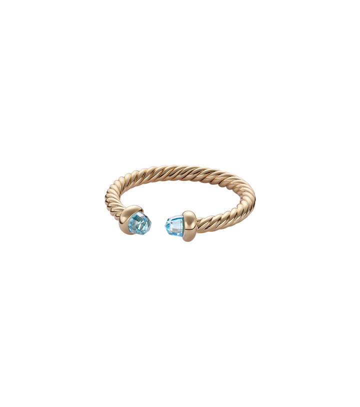 Photo: David Yurman Cablespira® Micro 18kt gold ring with topaz