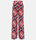 Valentino Printed crêpe de chine wide-leg pants