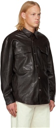PRESIDENT's Black Flap Pocket Leather Jacket