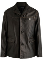 Amiri Tumbled Leather Jacket Dark Brown