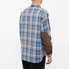 DAIWA Men's Tech Elbow Patch Work Shirt in Blue Check