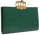 Alexander McQueen Green Leather Skull Four Ring Clutch