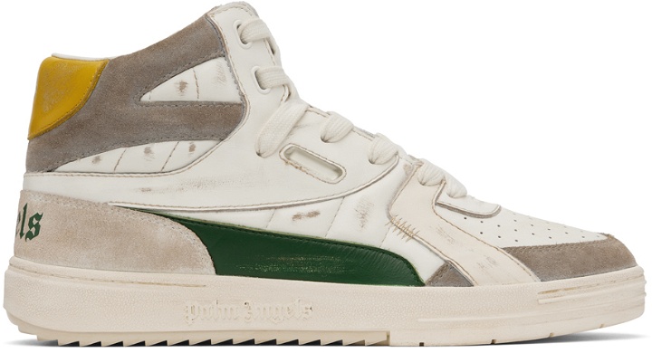 Photo: Palm Angels Off-White & Green Old School University High Top Sneakers