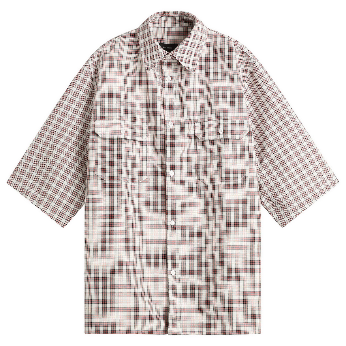Willy Chavarria Men's Check Corcoran Shirt in Red/White Picnic Plaid