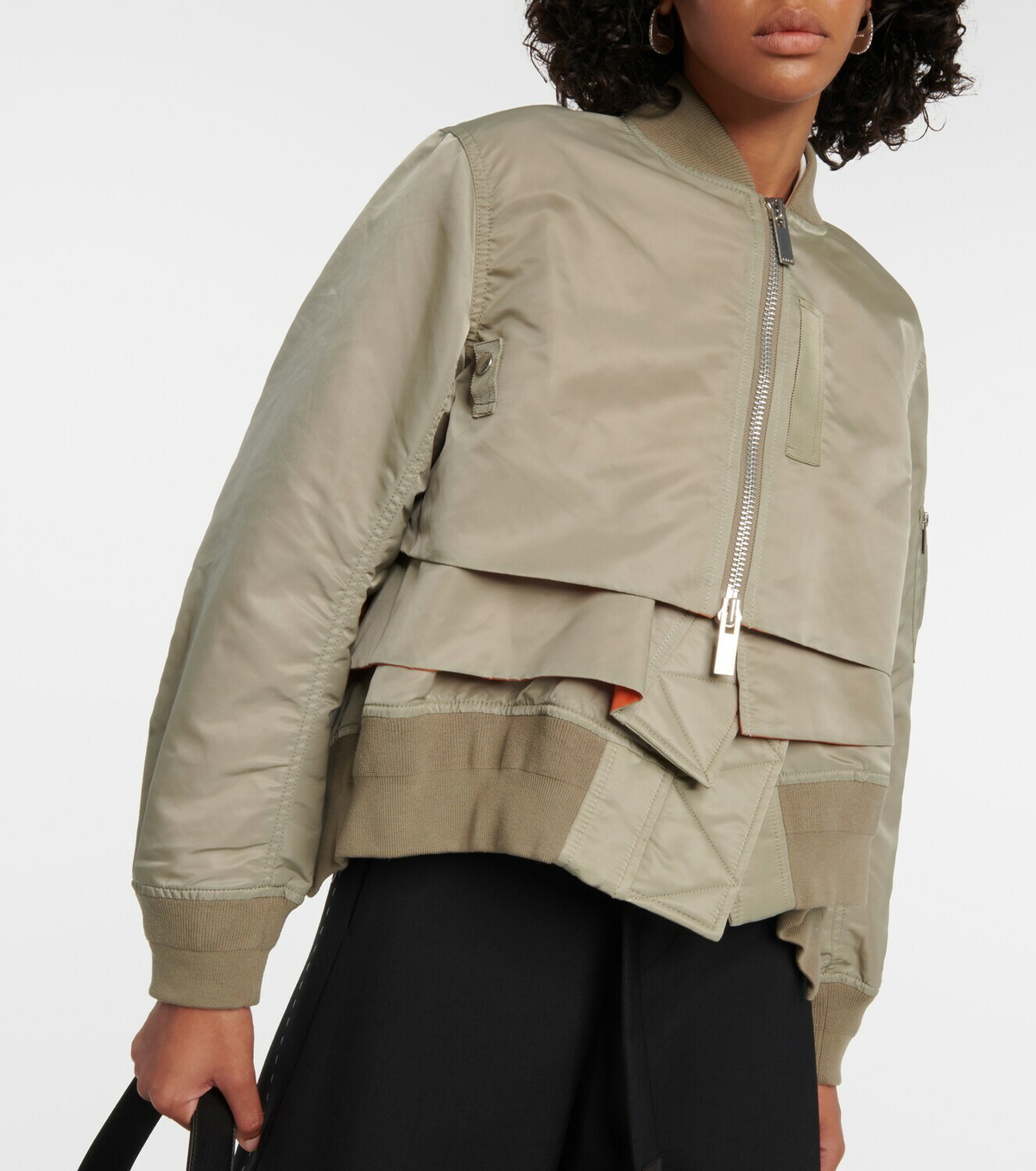 Sacai Ruffled technical twill bomber jacket Sacai