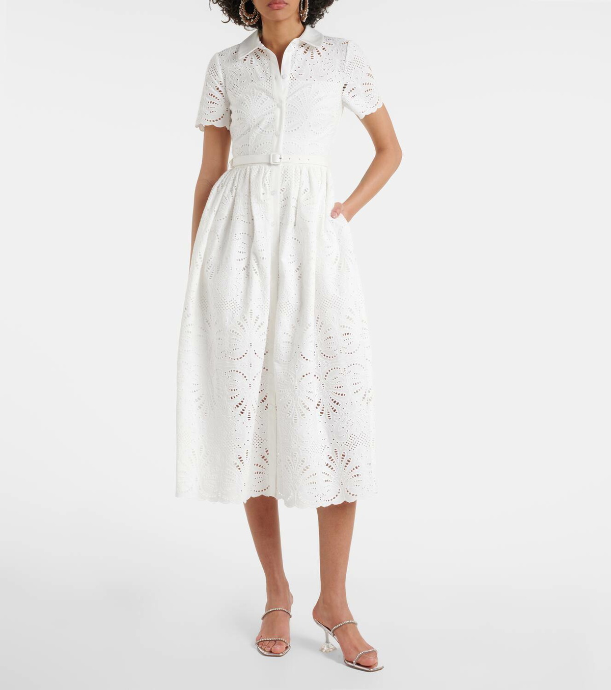 Self-Portrait Embroidered cotton midi dress Self-Portrait