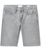 FRAME - L'Homme Cut Off Straight-Leg Distressed Organic Denim Shorts - Gray