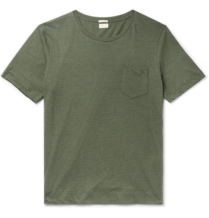 Photo: Massimo Alba - Panarea Striped Cotton and Cashmere-Blend Jersey T-Shirt - Green