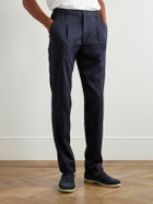 Rubinacci - Leisure Straight-Leg Pleated Silk-Twill Trousers - Blue