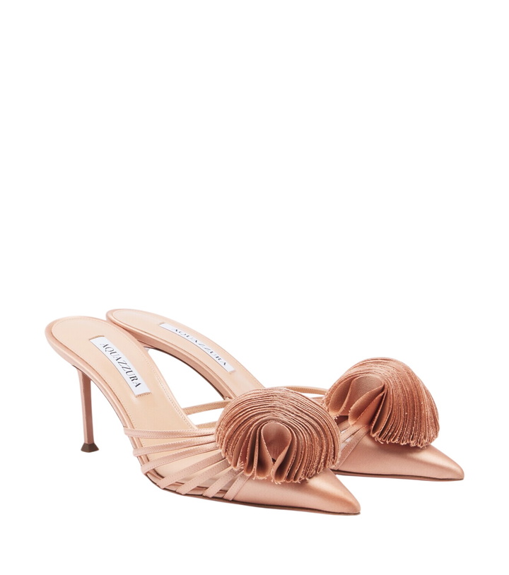 Photo: Aquazzura Wild Bloom floral-appliqué satin mules