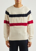 Moncler Striped Logo Wool and Cashmere-blend Jumper Cream