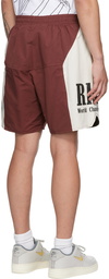 Rhude Burgundy & White Paneled Shorts