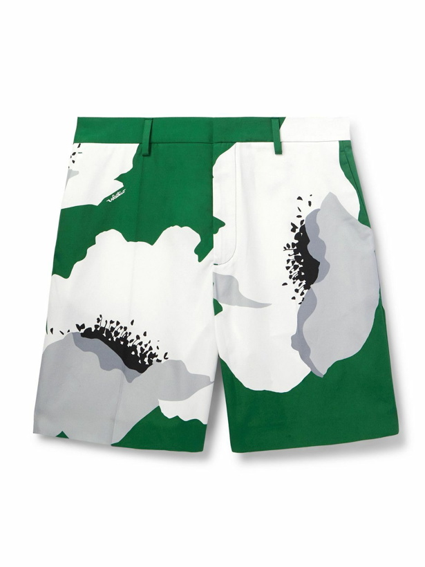 Photo: Valentino Garavani - Wide-Leg Floral-Print Cotton-Poplin Shorts - Green