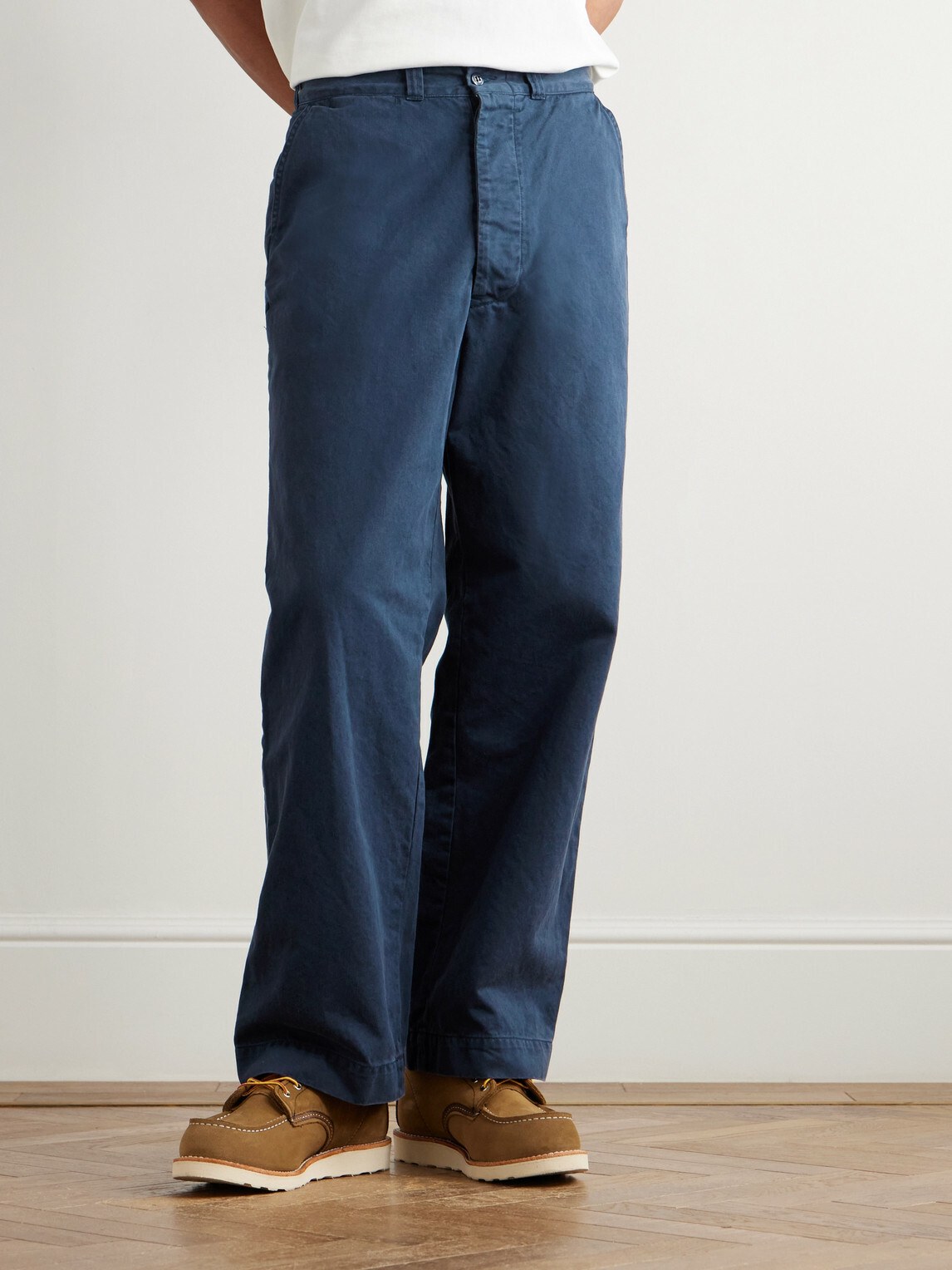 Remi Relief - Straight-Leg Cotton-Twill Trousers - Blue