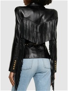 BALMAIN - Belted Leather Jacket W/ Fringe