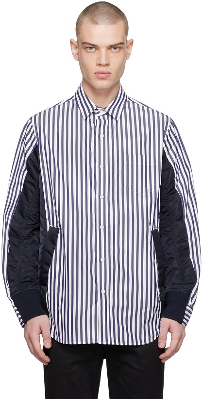 Photo: sacai Navy & White Striped Shirt