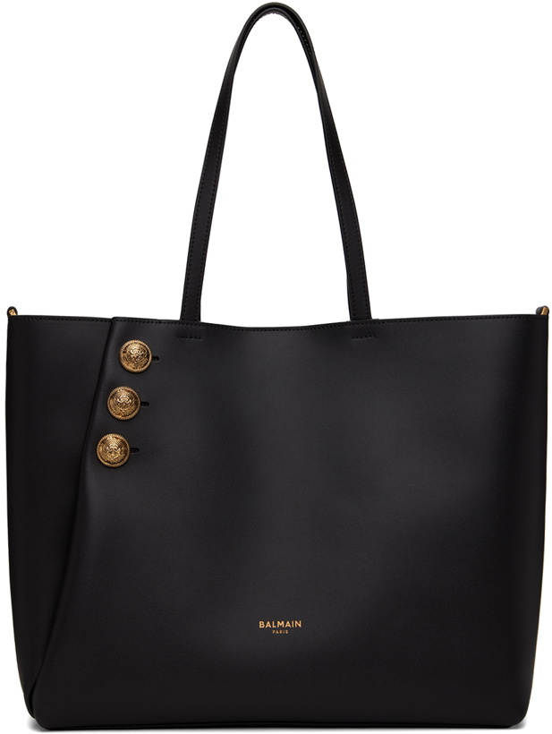 Photo: Balmain Black Emblème Leather Tote