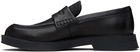 Hugo Black Embroidered-Logo Loafers