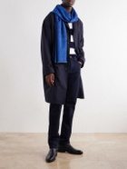 Anderson & Sheppard - Frayed Checked Cashmere-Twill Scarf - Blue