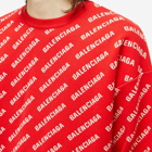 Balenciaga Men's All Over Logo Crew Knit in Red/White