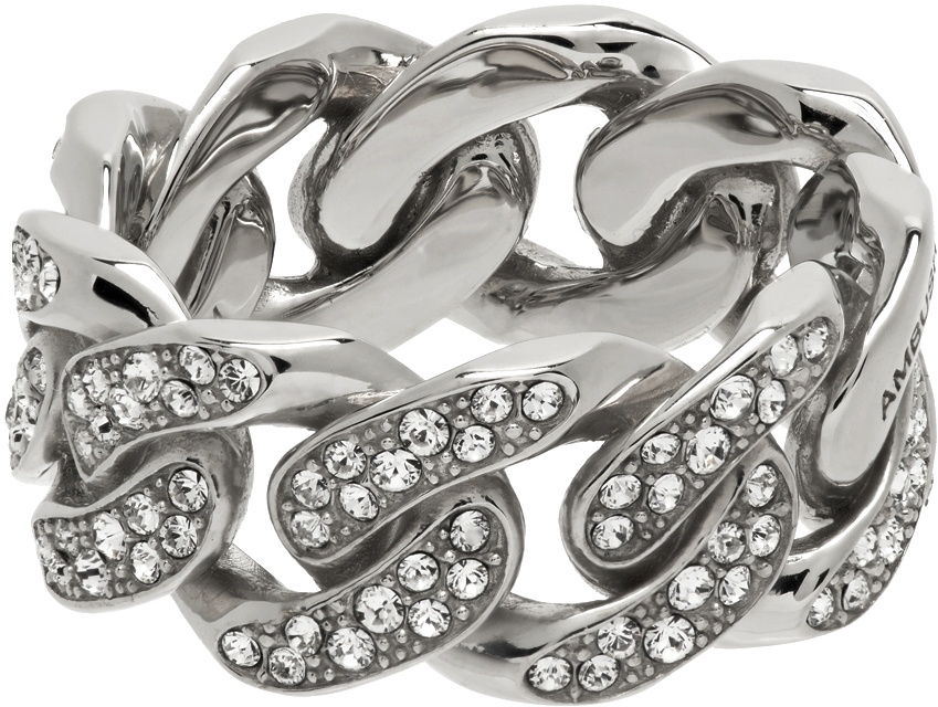 Silver Logo-seal chain-link ring | Alexander McQueen | MATCHES UK