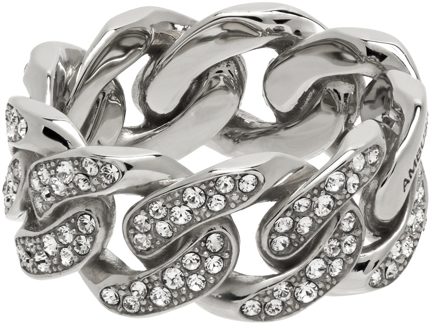 AMBUSH Silver Pavé Classic Chain Ring Ambush